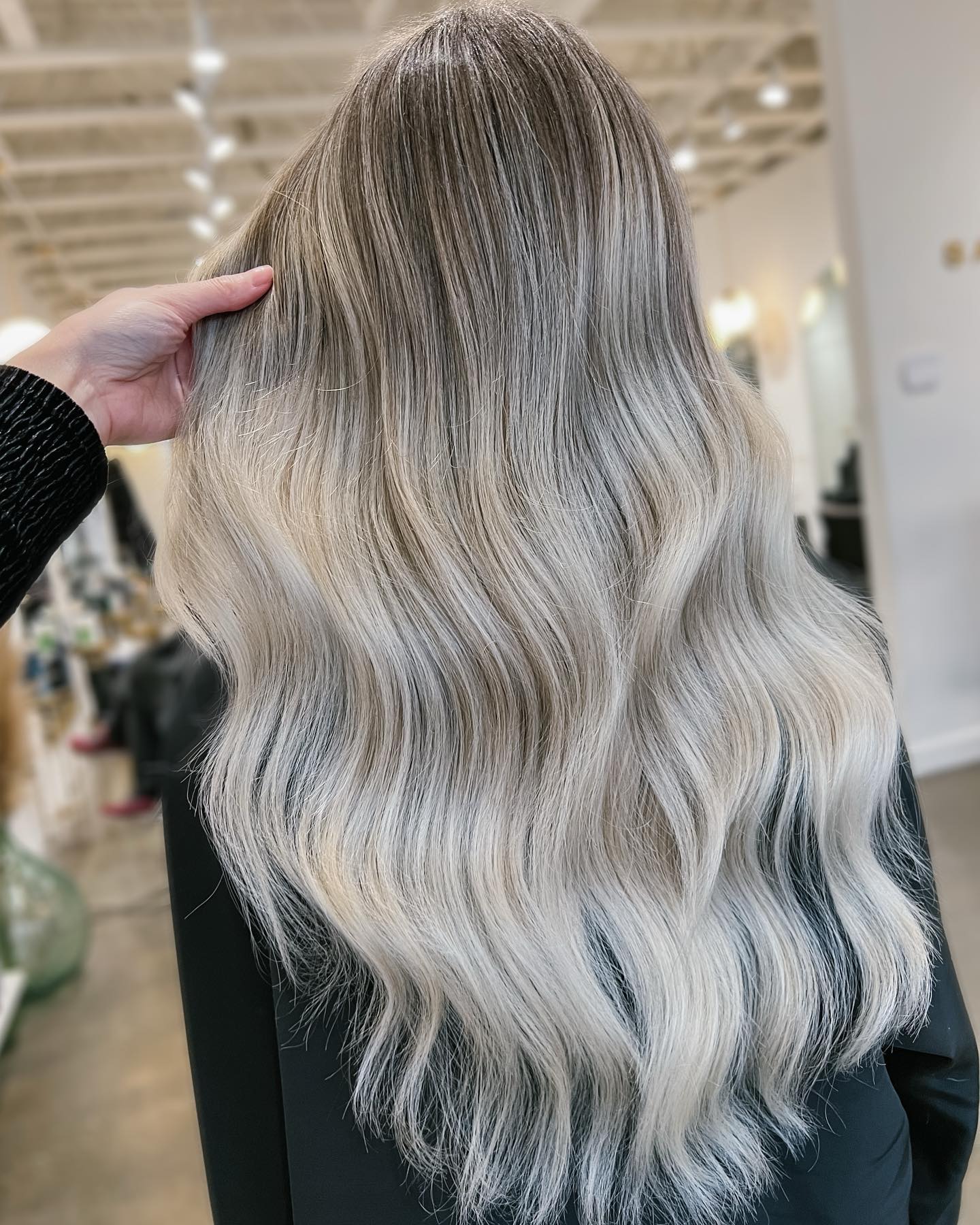 Ice and ash blonde balayage at Salon Haze in Vancouver, BC